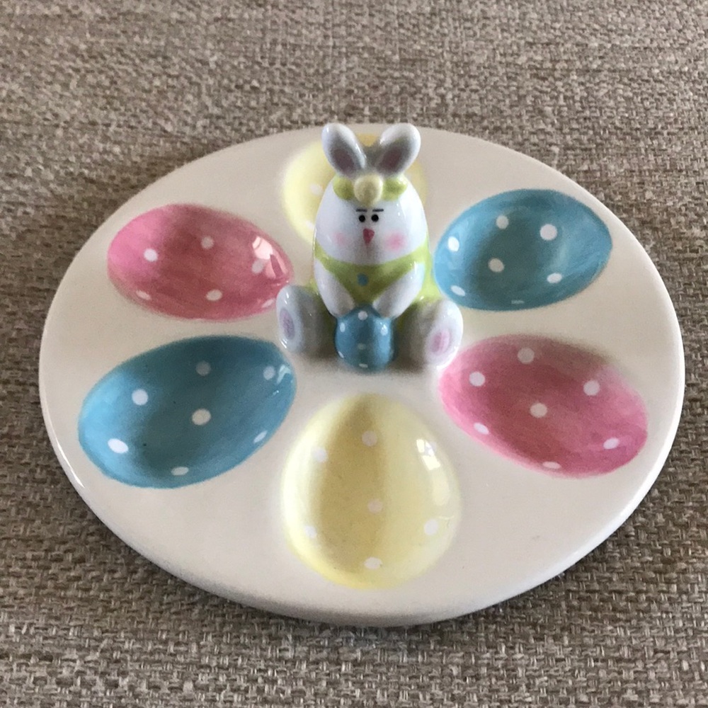 Giftcraft Pastel Egg Plate with Sitting Bunny